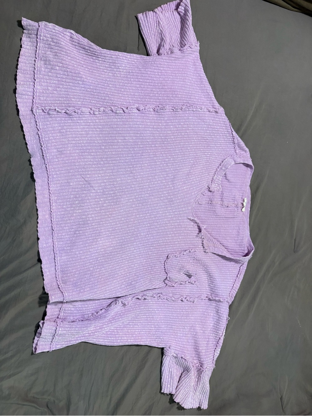 Lavender Ribbed Short Sleeve Sweater Top